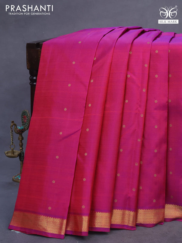 Pure kanchipuram silk saree dual shade of purple with allover zari woven buttas and zari woven border