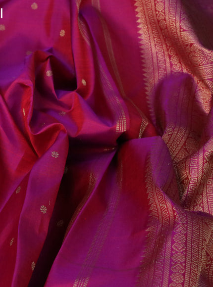 Pure kanchipuram silk saree dual shade of purple with allover zari woven buttas and zari woven border