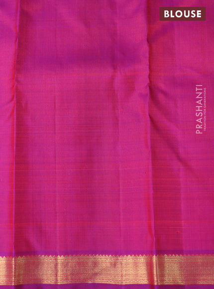 Pure kanchipuram silk saree dual shade of purple with allover zari woven buttas and zari woven border