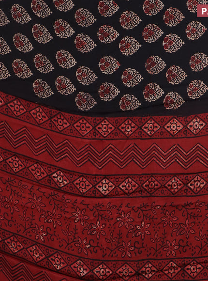 Modal silk saree black and maroon with butta prints and printed border