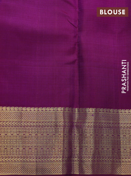 Pure kanchipuram silk saree dual shade of pink and purple with zari woven buttas and long rich zari woven border