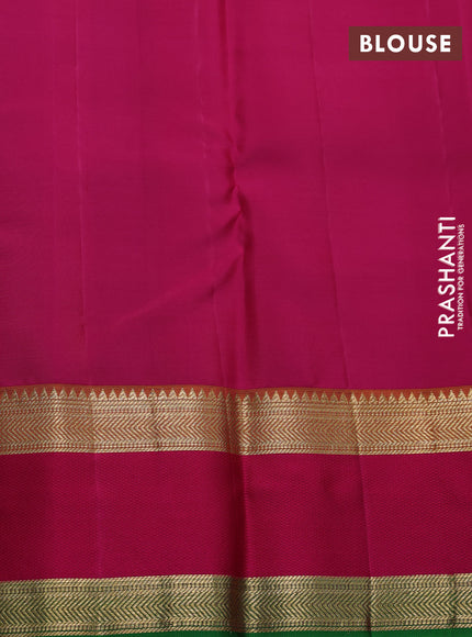 Pure kanchipuram silk saree dual shade of peacock green and pink with zari woven buttas and rettapet zari woven korvai border