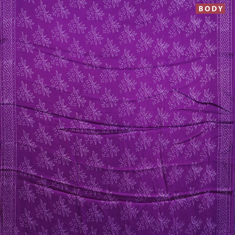 Modal silk saree purple with allover prints and printed border