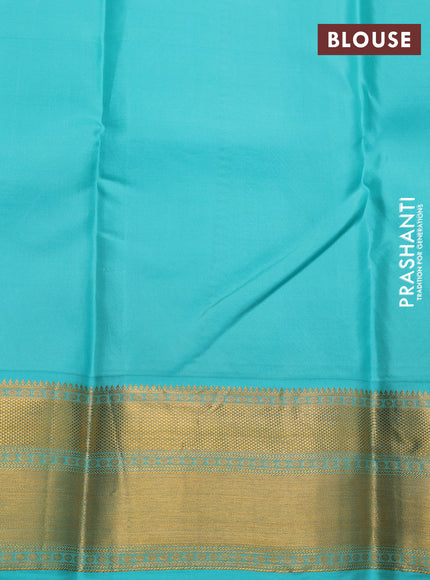 Pure kanchipuram tissue silk saree lime green and teal blue with allover zari brocade weaves and zari woven border