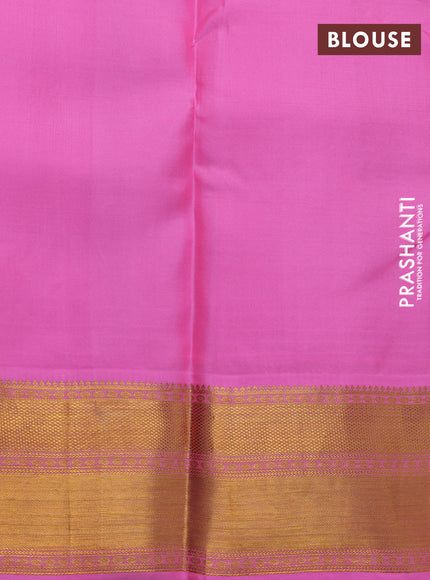 Pure kanchipuram tissue silk saree sandal and candy pink with allover zari brocade weaves and zari woven border