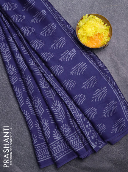 Modal silk saree blue with allover butta prints and printed border