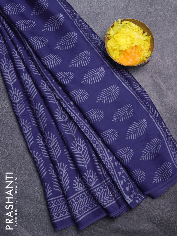 Modal silk saree blue with allover butta prints and printed border