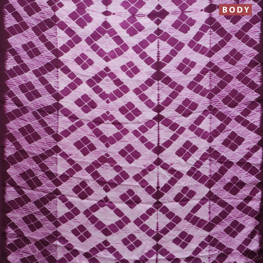 Modal silk saree off white and deep purple with allover prints and printed border