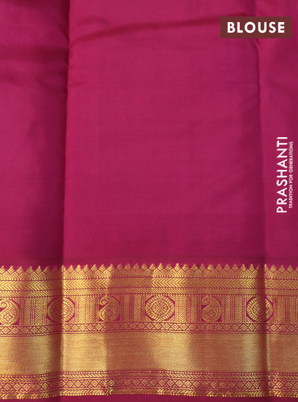 Pure kanchipuram silk saree pastel grey shade and dark magenta pink with zari woven buttas and rich zari woven korvai border