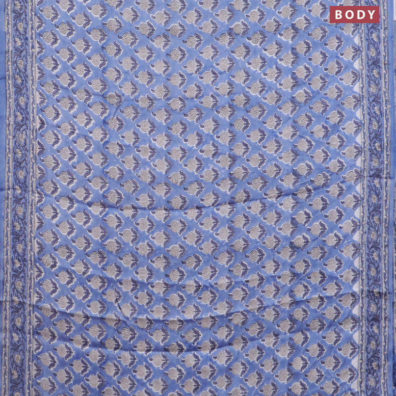 Modal silk saree blue and  with allover floral butta prints and printed border