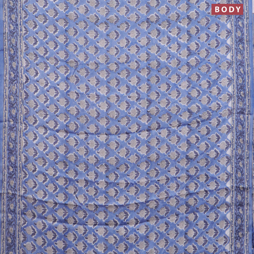 Modal silk saree blue and  with allover floral butta prints and printed border