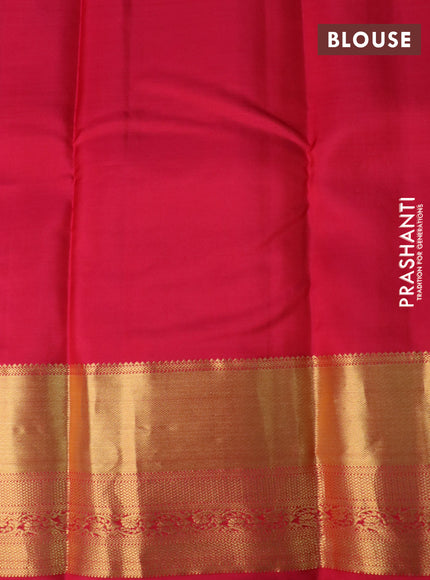 Pure kanchipuram silk saree green and pink with zari woven buttas and rich zari woven border