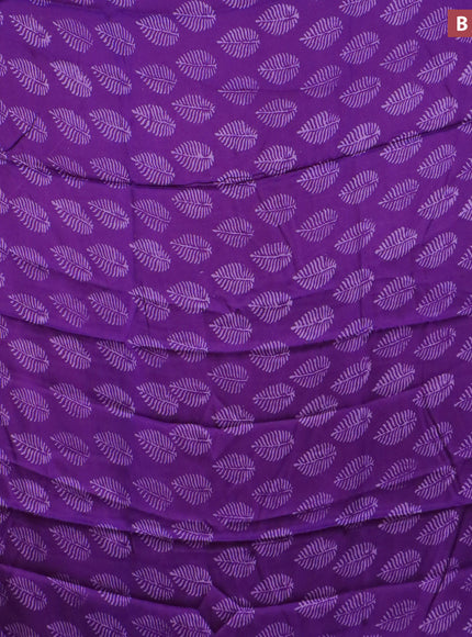 Modal silk saree violet with allover leaf butta prints and printed border