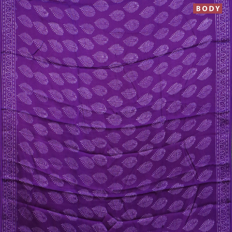 Modal silk saree violet with allover leaf butta prints and printed border