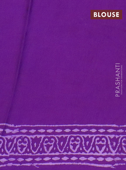 Modal silk saree violet with allover leaf butta prints and printed border