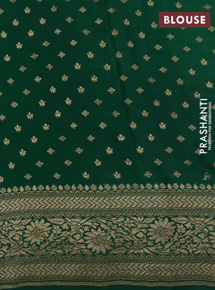 Banarasi crepe saree pink and green with allover thread & zari woven weaves and woven border