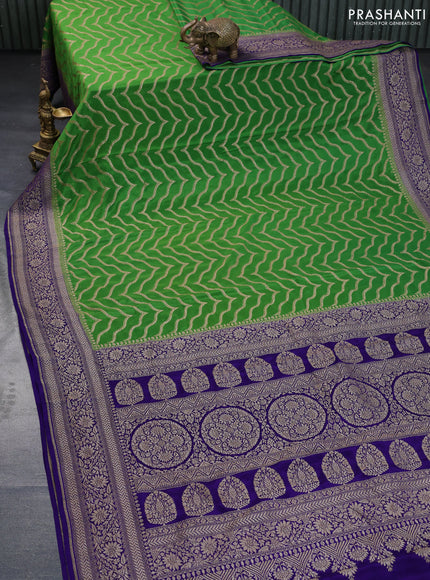 Banarasi crepe saree green and blue with allover thread & zari woven weaves and woven border