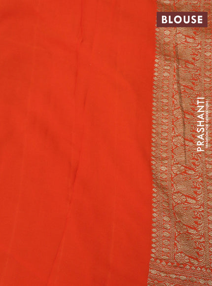 Banarasi georgette saree blue and pink orange with allover thread & zari woven butta weaves and long woven border