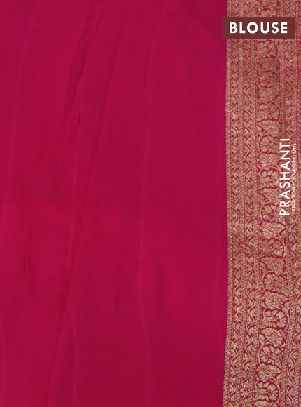 Banarasi georgette saree wine shade and pink with allover thread & zari woven butta weaves and woven border