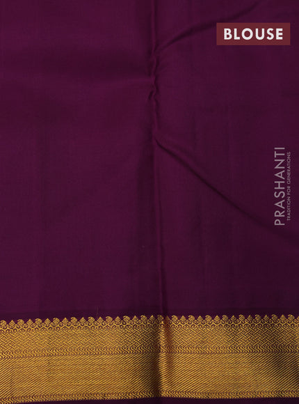 Pure kanchipuram silk saree teal blue and wine shade with zari woven buttas and zari woven korvai border