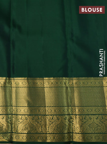 Pure kanchipuram silk saree pink and dark green with allover zari woven brocade weaves and long zari woven border