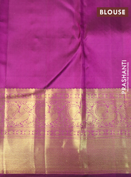 Pure kanchipuram silk saree purple with allover zari woven brocade weaves and rich annam zari woven border