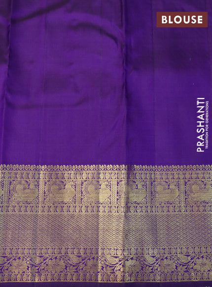 Pure kanchipuram silk saree violet with allover zari woven brocade weaves and long rich zari woven border