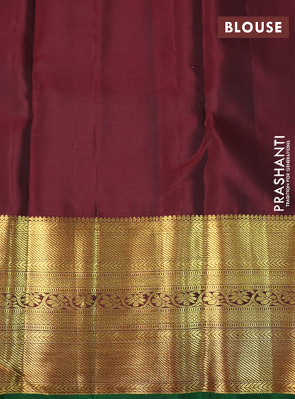 Pure kanchipuram silk saree candy pink and green with allover zari woven brocade weaves and long rich zari woven border