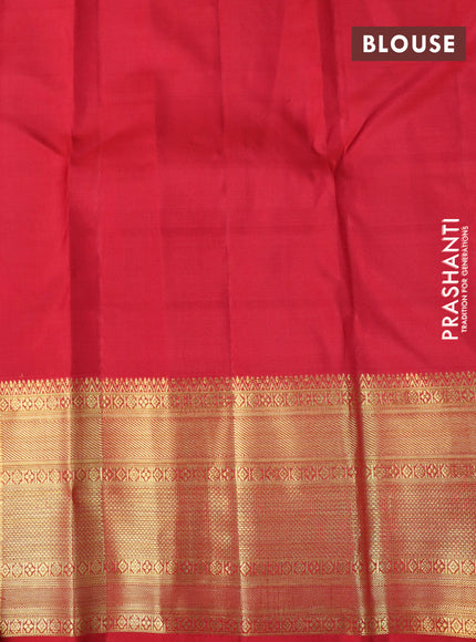 Pure kanchipuram silk saree red with allover zari weaves and rich zari woven border