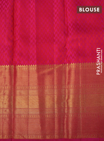 Pure kanchipuram silk saree mild lavender and pink with allover zari woven brocade weaves and long rich zari woven border