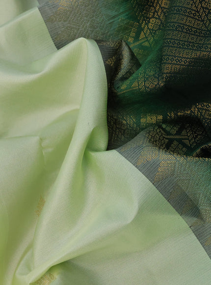 Pure kanchipuram silk saree pista green and bottle green with zari woven buttas and zari woven korvai border