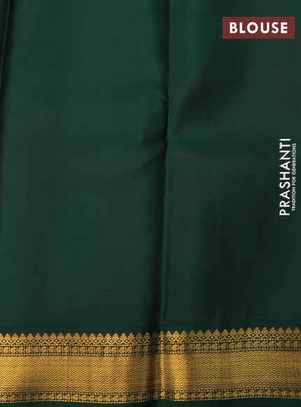 Pure kanchipuram silk saree pista green and bottle green with zari woven buttas and zari woven korvai border