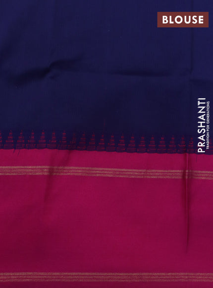 Pure kanchipuram silk saree peach pink with allover kalamkari digital prints and ganga jamuna border