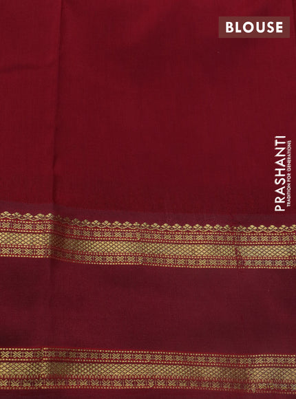 Pure kanchipuram silk saree pastel grey and maroon with allover floral digital prints and temple deisgn rettapet zari woven border