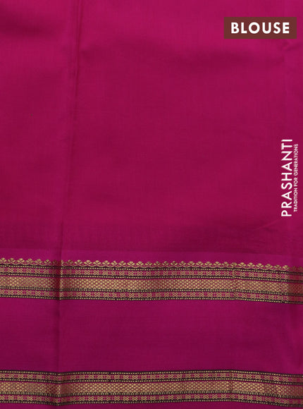 Pure kanchipuram silk saree rosy brown and pink with allover floral digital prints and temple deisgn rettapet zari woven border