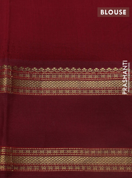 Pure kanchipuram silk saree peach pink and maroon with allover floral digital prints and temple deisgn rettapet zari woven border