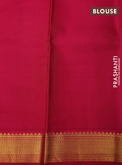 Pure kanchipuram silk saree teal green shade and pink with allover checks & zari buttas and zari woven korvai border