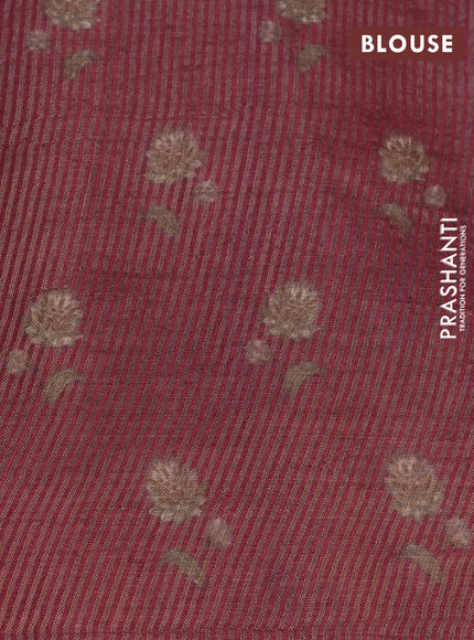 Pure tussar silk saree maroon with allover zari weaves and digital printed border