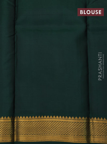 Pure kanchipuram silk saree purple and dark green with zari woven buttas and zari woven korvai border