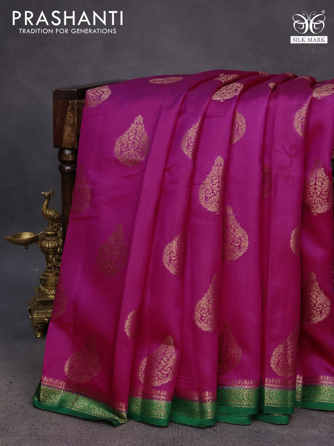 Chiniya silk saree pink and green with thread & zari woven buttas and banarasi style border