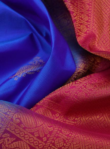 Pure kanchipuram silk saree blue and pink with annam zari woven buttas and zari woven border