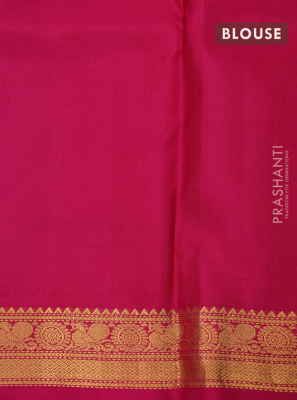 Pure kanchipuram silk saree blue and pink with annam zari woven buttas and zari woven border