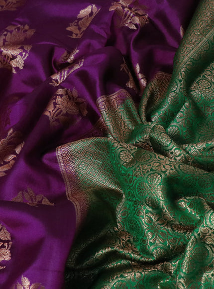 Chiniya silk saree purple and green with thread & zari woven buttas and banarasi style border