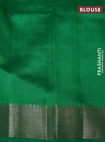 Chiniya silk saree kumkum red and green with thread & zari woven buttas and banarasi style border