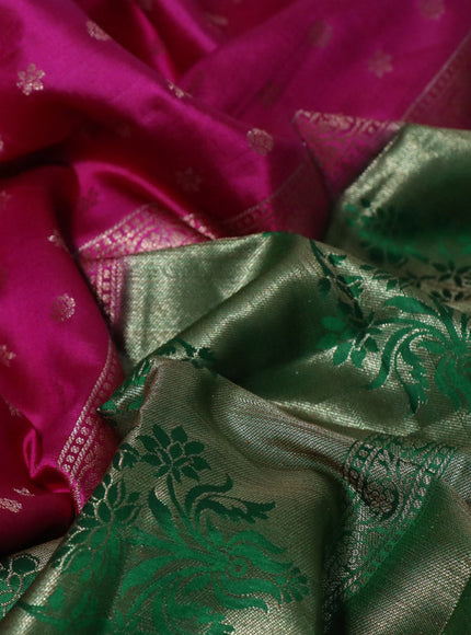 Chiniya silk saree pink and green with allover thread & zari woven buttas and banarasi style border