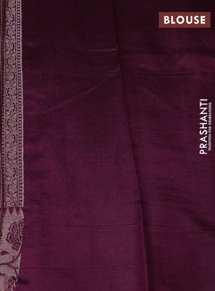 Chiniya silk saree lime green and deep purple with allover thread & zari woven buttas and banarasi style border