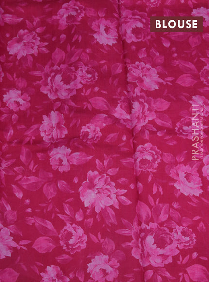 Banarasi silk saree pink with allover zari woven brocade weaves and floral digital printed border