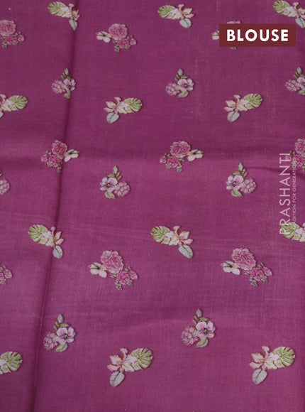 Banarasi silk saree mauve pink with allover zari woven brocade weaves and floral digital printed border