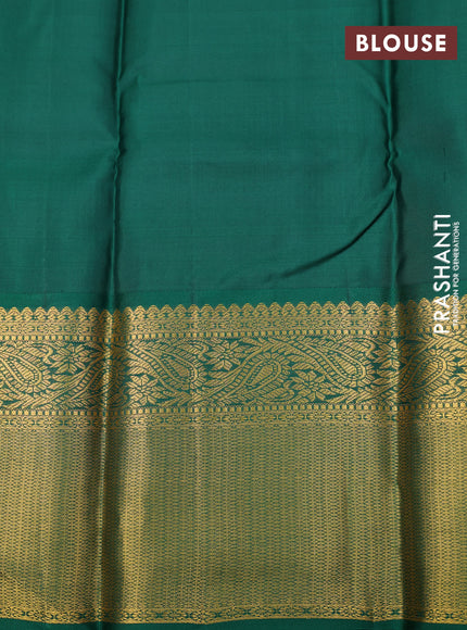 Pure kanchipuram silk saree dark pink and green with allover zari weaves & buttas and long zari woven korvai border