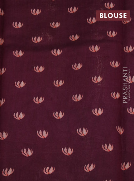 Banarasi silk saree maroon with allover zari woven brocade weaves and floral digital printed border